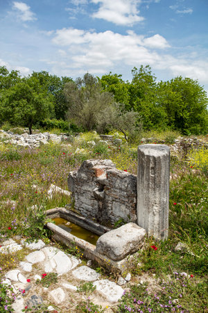 Scenic views from Stratonikeia, which hosted many civilizations from antiquity to modern times, is one of the significant archaeological sites in Asia Minor and has unique characteristics in Turkey.の写真素材