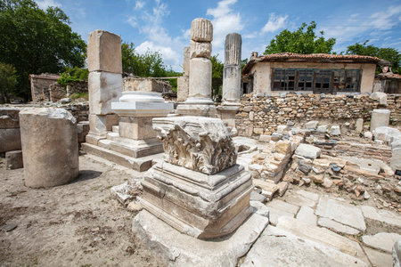 Scenic views from Stratonikeia, which hosted many civilizations from antiquity to modern times, is one of the significant archaeological sites in Asia Minor and has unique characteristics in Turkey.の写真素材