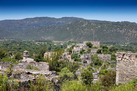 Abandoned Village Kayakoy Ghost Town in Fethiye, Turkeyの写真素材