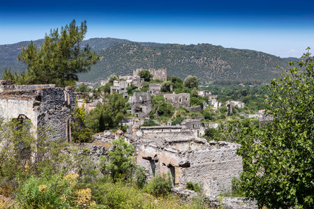 Abandoned Village Kayakoy Ghost Town in Fethiye, Turkeyの写真素材