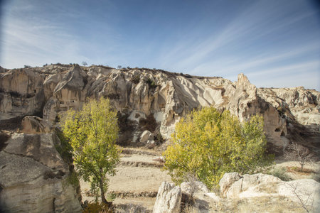 Views from around the Swords Valley in GÃ¶reme, one of the best tourist attractions in Cappadocia. Fairy chimneys and volcanic rocks.の写真素材