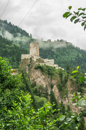 Zilkale (built in 14th century) is a medieval castle located in the Firtina Valleyの写真素材