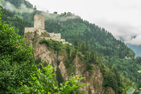 Zilkale (built in 14th century) is a medieval castle located in the Firtina Valleyの写真素材
