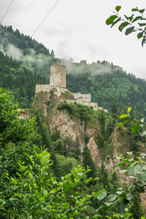 Zilkale (built in 14th century) is a medieval castle located in the Firtina Valleyの写真素材