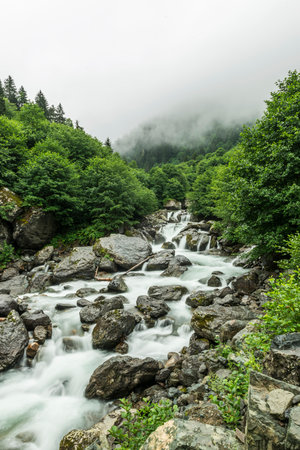 Flowing water, Rize Turkeyの写真素材