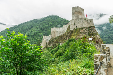 Zilkale (built in 14th century) is a medieval castle located in the Firtina Valleyの写真素材