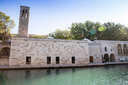 Balikligol (The Fish Lake) in Sanliurfa, Turkey. Panorama of the Pool of Abraham or Pool of Sacred Fish.の写真素材