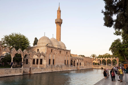 Balikligol (The Fish Lake) in Sanliurfa, Turkey. Panorama of the Pool of Abraham or Pool of Sacred Fish.の写真素材