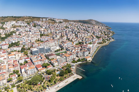 Sinop, Turkey. The northernmost city of Turkey; Sinop City. Sinop Province is a province of Turkey, along the Black Sea. Beautiful Sinop Peninsula view.の写真素材