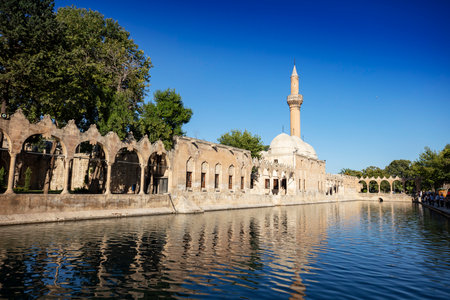 Balikligol (The Fish Lake) in Sanliurfa, Turkey. Panorama of the Pool of Abraham or Pool of Sacred Fish.の写真素材