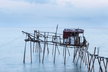 Tekirdag, Sarkoy. Old Wood Pierの写真素材
