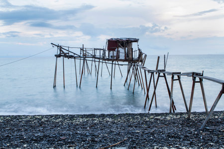 Tekirdag, Sarkoy. Old Wood Pierの写真素材