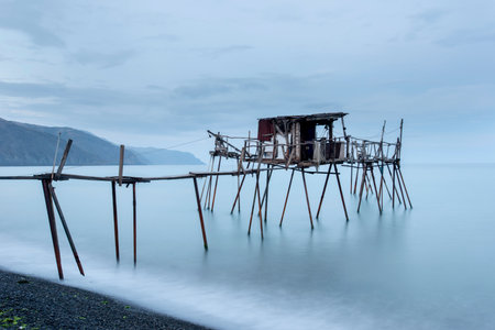Tekirdag, Sarkoy. Old Wood Pierの写真素材