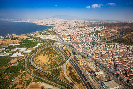 Aerial view of the city of Izmir, Turkey.の写真素材