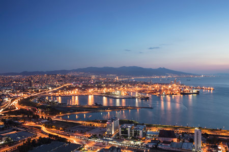 New skyscrapers district of Izmir City view from Bayrakli Hill. Izmir is the third biggest city of Turkey.の写真素材