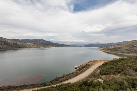 View of the reservoir in the province of Alentejo, Portugalの写真素材