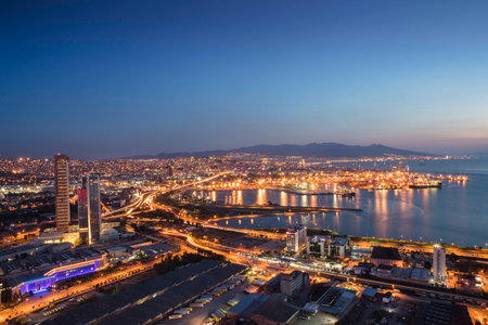 New skyscrapers district of Izmir City view from Bayrakli Hill. Izmir is the third biggest city of Turkey.の写真素材