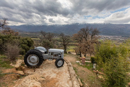 Tractor in the countryside of Crete, Greece, Europe.の写真素材