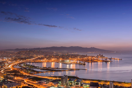 New skyscrapers district of Izmir City view from Bayrakli Hill. Izmir is the third biggest city of Turkey.の写真素材