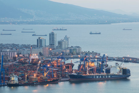 New skyscrapers district of Izmir City view from Bayrakli Hill. Izmir is the third biggest city of Turkey.の写真素材
