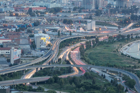 New skyscrapers district of Izmir City view from Bayrakli Hill. Izmir is the third biggest city of...