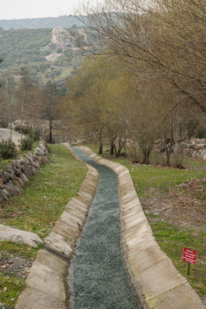 A small stream in the mountains of Cyprus. The concept of travel and tourism.の写真素材