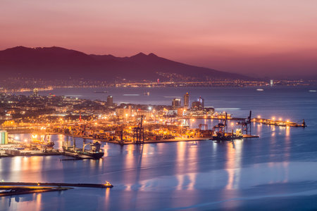 New skyscrapers district of Izmir City view from Bayrakli Hill. Izmir is the third biggest city of Turkey.の写真素材