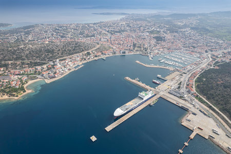 View of Cesme Marina, from Cesme Castle. Cesme is a coastal town and the administrative center of the district of the same name in Turkey's westernmost end.の写真素材