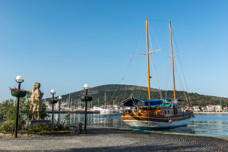 View of Cesme Marina, from Cesme Castle. Cesme is a coastal town and the administrative center of the district of the same name in Turkey's westernmost end.の写真素材