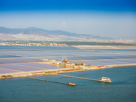 Magnificent visual of Izmir Karsiyaka wetland with droneの写真素材