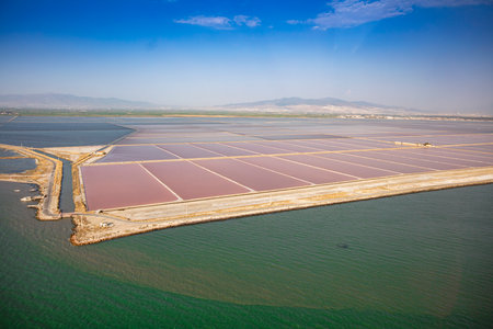 Magnificent visual of Izmir Karsiyaka wetland with droneの写真素材