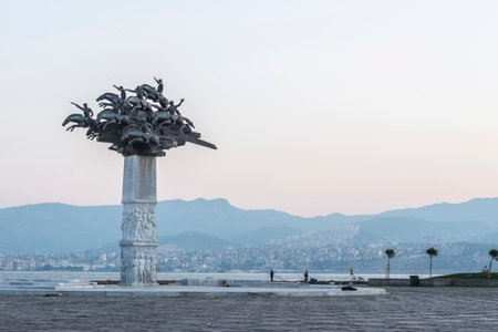 Tree of the Republic Statue at Gundogdu Square between the neighborhoods of Alsancak and Konak in Izmirの写真素材