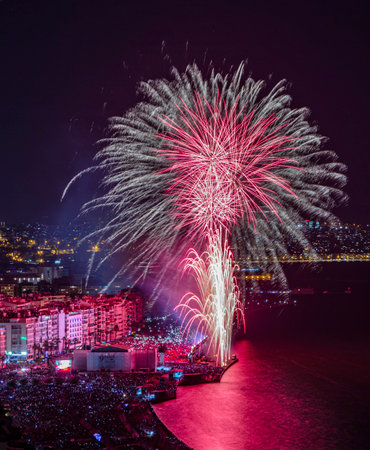 Fireworks in Izmir. Celebration of independence.の写真素材