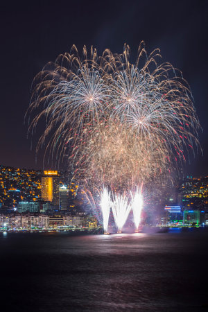 Fireworks in Izmir. Celebration of independence.の写真素材