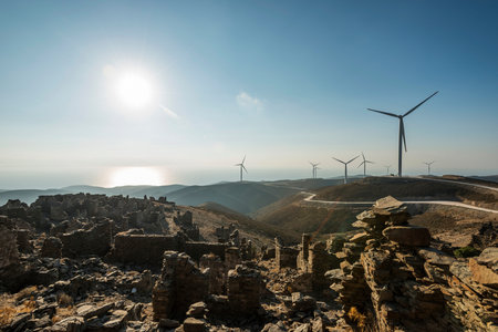 Ruins of Sazak Greek historic village on Karaburun Peninsula (Izmir province, Turkey)