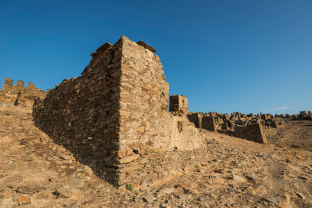 Ruins of Sazak Greek historic village on Karaburun Peninsula (Parlak, Izmir province, Turkey)の写真素材