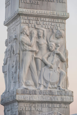 Tree of the Republic Statue at Gundogdu Square between the neighborhoods of Alsancak and Konak in...