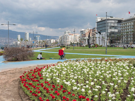 Cityscape of Izmir Alsancak District in Turkeyの写真素材