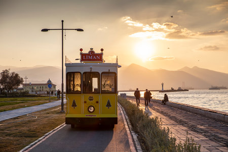 Nostalgic tram running in Alsancak district.の写真素材