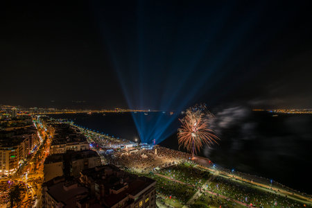 Fireworks in Izmir. Celebration of independence.の写真素材
