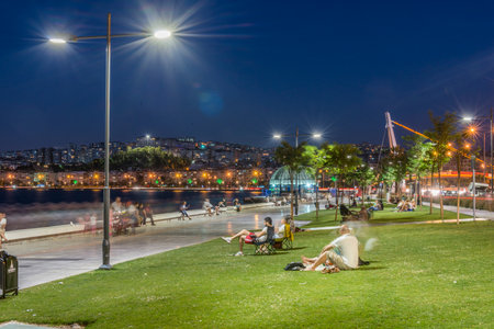 Colorful street view in Izmir. Goztepe is the most popular tourist center in Izmir. Local and foreign people are walkingの写真素材