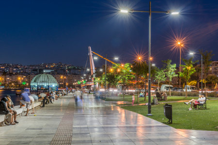 Colorful street view in Izmir. Goztepe is the most popular tourist center in Izmir. Local and foreign people are walkingの写真素材