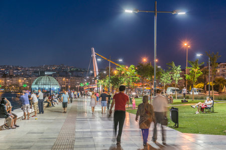 Colorful street view in Izmir. Goztepe is the most popular tourist center in Izmir. Local and foreign people are walkingの写真素材