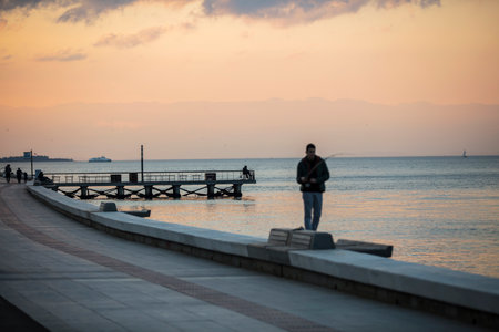 Colorful street view in Izmir. Goztepe is the most popular tourist center in Izmir. Local and foreign people are walkingの写真素材