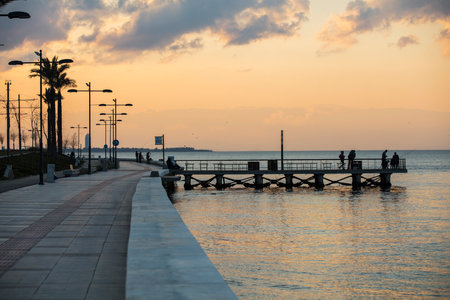 Colorful street view in Izmir. Goztepe is the most popular tourist center in Izmir. Local and foreign people are walkingの写真素材