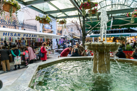Kizlaragasi Han Bazaar is an old historical shopping center in Izmir. Kizlaragasi Han Bazaar is a popular tourist attraction and shopping center in Kemeralti Bazaar, Konak.の写真素材