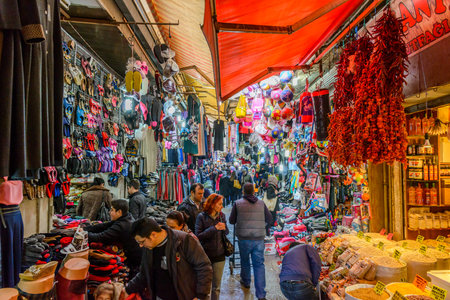 Kizlaragasi Han Bazaar is an old historical shopping center in Izmir. Kizlaragasi Han Bazaar is a popular tourist attraction and shopping center in Kemeralti Bazaar, Konak.の写真素材