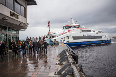 Konak Ferry Terminal which is a passenger ferry terminal in central Konakの写真素材