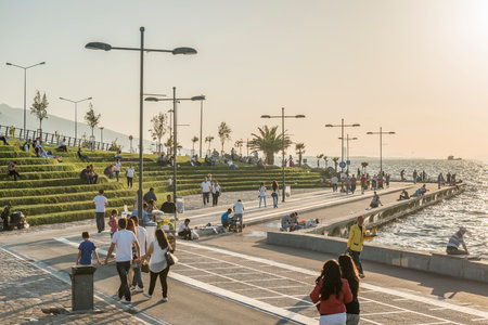 Konak Ferry Terminal which is a passenger ferry terminal in central Konakの写真素材