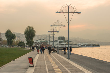 Konak Ferry Terminal which is a passenger ferry terminal in central Konakの写真素材